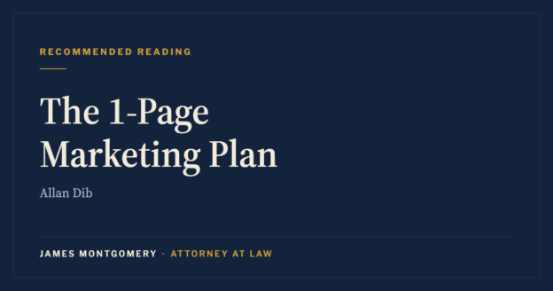Recommended reading: The 1-Page Marketing Plan by Allan Dib